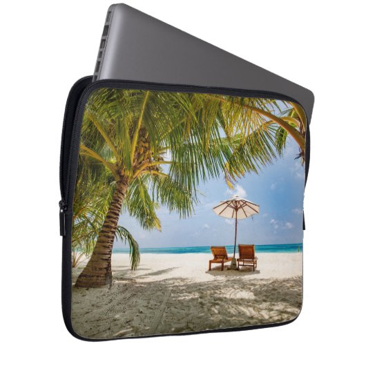 Palmbomen | Moody Sky Laptop Sleeve (Voorkant Rechts)