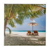 Palmbomen | Moody Sky Tegeltje (Voorkant)