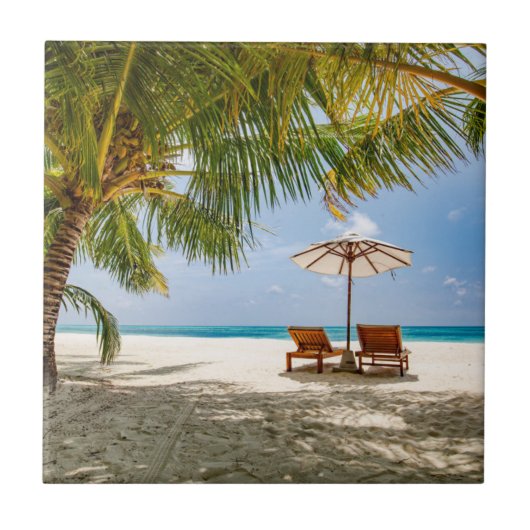 Palmbomen | Moody Sky Tegeltje (Voorkant)