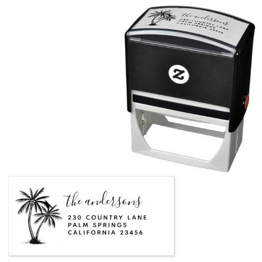 Palmbomen | Naam en retouradres van de scriptfamil Zelfinktende Stempel (In situ)