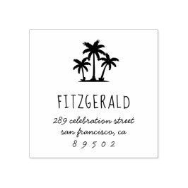 Palmbomen | Naam van familie — Terugkeeradres Rubberstempel
