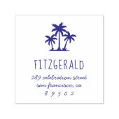 Palmbomen | Naam van familie — Terugkeeradres Zelfinktende Stempel (Design)