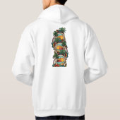 Palmbomen oceaan golven tattoo kunst hoodie (Achterkant)