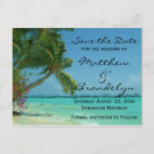 Palmbomen Oceaan Save the Date Briefkaarten (Voorkant)