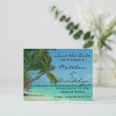 Palmbomen Oceaan Save the Date Briefkaarten (Staand voorkant)