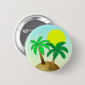Palmbomen op blauw met zon ronde button 5,7 cm (Voorkant /achterkant)