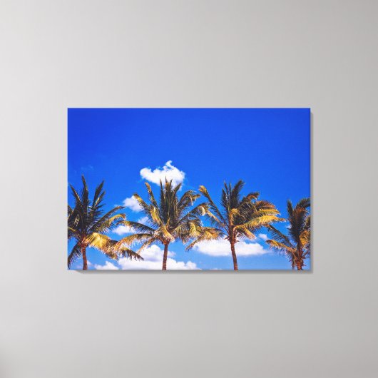 Palmbomen op Caraïbisch strand, Riviera Maya Tulum Canvas Afdruk (Voorkant)