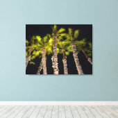 Palmbomen op de foto van 's nachts - Premium gevle Canvas Afdruk (Insitu (Houten vloer))