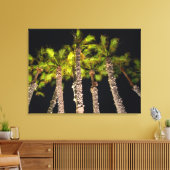 Palmbomen op de foto van 's nachts - Premium gevle Canvas Afdruk (Insitu (Woonkamer))