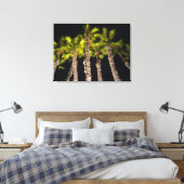 Palmbomen op de foto van 's nachts - Premium gevle Canvas Afdruk (Insitu (Slaapkamer))