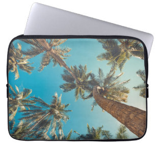 Palmbomen op de Vintage van het tropische strand Laptop Sleeve