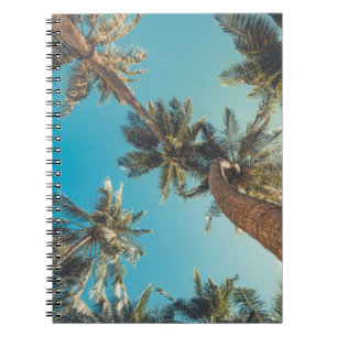 Palmbomen op de Vintage van het tropische strand Notitieboek