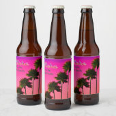 Palmbomen op de zon bier etiket (Flessen)