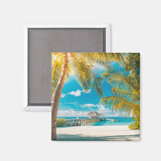 Palmbomen op de zon magneet (Voorkant / Achterkant)