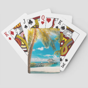 Palmbomen op de zon pokerkaarten