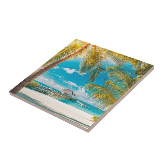 Palmbomen op de zon tegeltje (Zijkant)