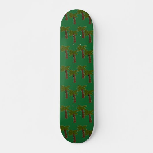 Palmbomen op donkergroen persoonlijk skateboard (Voorkant)