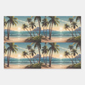 Palmbomen op een eilandstrand met uitzicht over he inpakpapier vel (Voorkant)