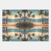 Palmbomen op een eilandstrand met uitzicht over he inpakpapier vel (Voorkant 3)