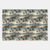 Palmbomen op een eilandstrand met uitzicht over he inpakpapier vel (Voorkant 2)