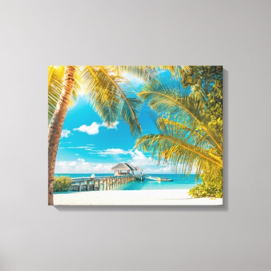 Palmbomen op een mooie zonsondergang canvas afdruk (Voorkant)