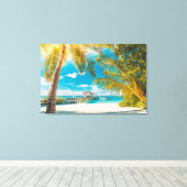 Palmbomen op een mooie zonsondergang canvas afdruk (Insitu (Houten vloer))