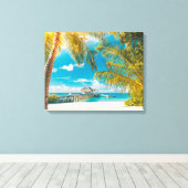 Palmbomen op een mooie zonsondergang canvas afdruk (Insitu (Houten vloer))