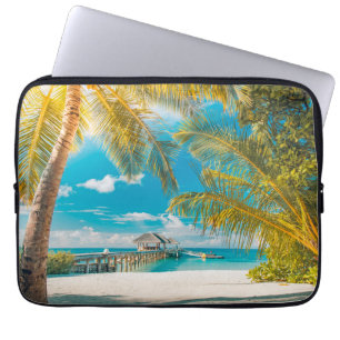 Palmbomen op een mooie zonsondergang laptop sleeve