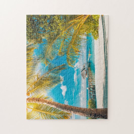 Palmbomen op een mooie zonsondergang legpuzzel (Verticaal)