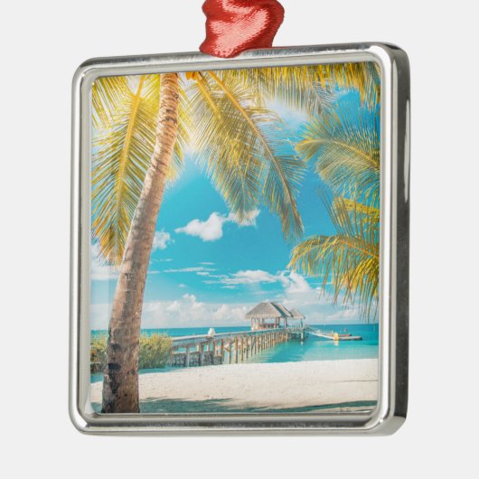 Palmbomen op een mooie zonsondergang metalen ornament (Links)