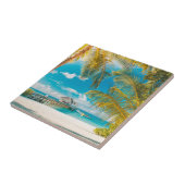 Palmbomen op een mooie zonsondergang tegeltje (Zijkant)