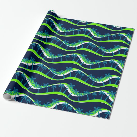 Palmbomen op golven cadeaupapier (Uitgerold)