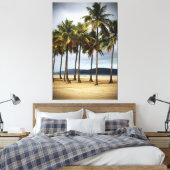 Palmbomen op Gonzaga Beach, Santos, Brazilië Canvas Afdruk (Insitu (Slaapkamer))