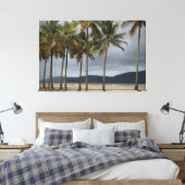 Palmbomen op Gonzaga Beach, Santos, Brazilië Canvas Afdruk (Insitu (Slaapkamer))