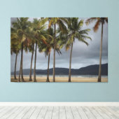 Palmbomen op Gonzaga Beach, Santos, Brazilië Canvas Afdruk (Insitu (Houten vloer))