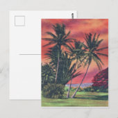 Palmbomen op Hawaï-eiland, vintage reisposter Briefkaart (Voorkant / Achterkant)