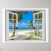 Palmbomen op het fake venster van het Uitzicht van Poster (Voorkant)