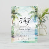 Palmbomen op het strand 50ste verjaardagsfeest kaart (Staand voorkant)