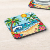 Palmbomen op het Strand  Bier Onderzetter (Linkerzijde)