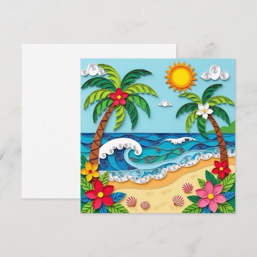 Palmbomen op het strand | Gezegde Hi Feestdagenkaart (Voorkant / Achterkant)
