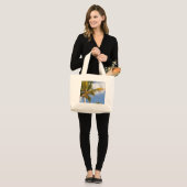 palmbomen op het strand grote tote bag (Voorkant (model))