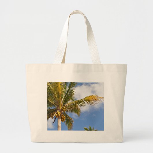 palmbomen op het strand grote tote bag (Voorkant)