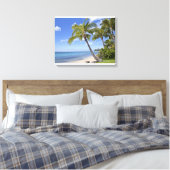 Palmbomen op het strand in Hawaii. Canvas Afdruk (Insitu (Slaapkamer))