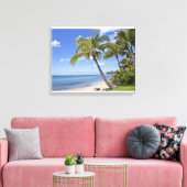 Palmbomen op het strand in Hawaii. Canvas Afdruk (Insitu (Woonkamer))