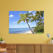 Palmbomen op het strand in Hawaii. Canvas Afdruk (Insitu (Woonkamer))