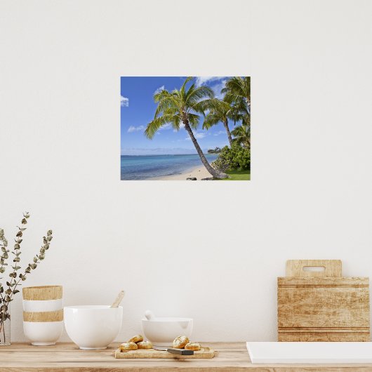 Palmbomen op het strand in Hawaii. Poster (Keuken)