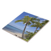 Palmbomen op het strand in Hawaii. Tegeltje (Zijkant)