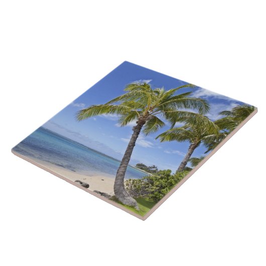 Palmbomen op het strand in Hawaii. Tegeltje (Zijkant)