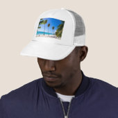 Palmbomen op het strand van Isla Saona Trucker Pet (In situ)