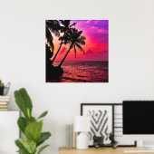 Palmbomen op het strand van Maldivian Sunset Poste Poster (Thuiskantoor)